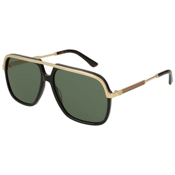 Gg0200S 001 Aviator Square Metal Negro Dorado